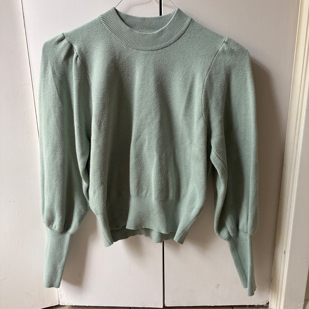 Industry Republic Puff Shoulder Sweater Women Size M Sage Green Soft Girl Modest